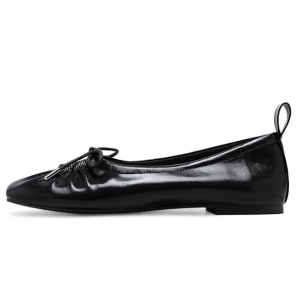 Square Toe Ballet Flats Lace Up Bow Slip On Casual Shoes - Picture 6 of 8
